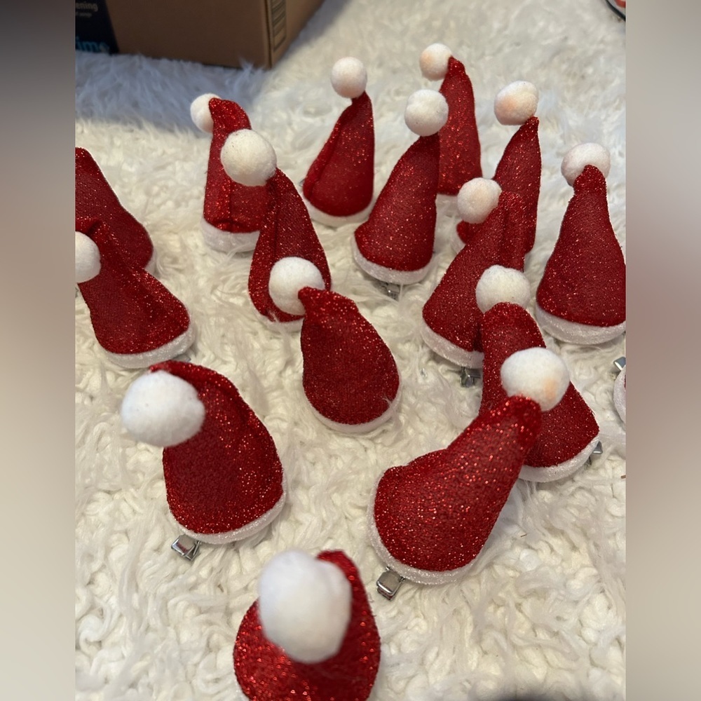 $10 sale 19 ganz light up Santa Hat Ornaments clip on Christmas with flaws